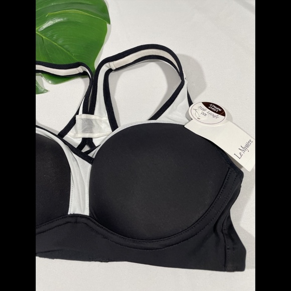 NWT Le Mystere‎ [ 32C ] Wireless Sports Bra in Black White - Picture 5 of 12